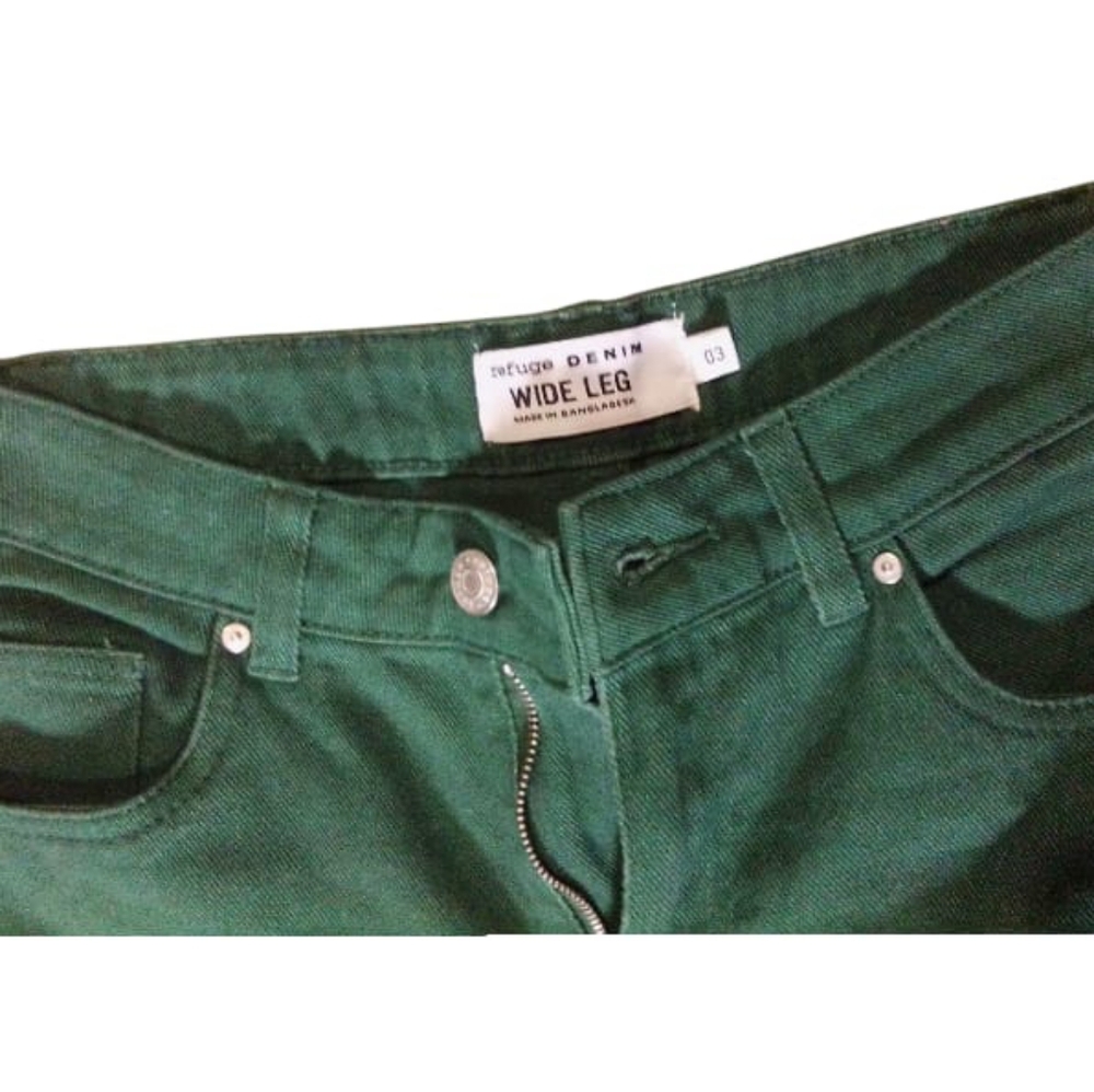 Refuge Wide Leg Size Small 03 Green Color Denim